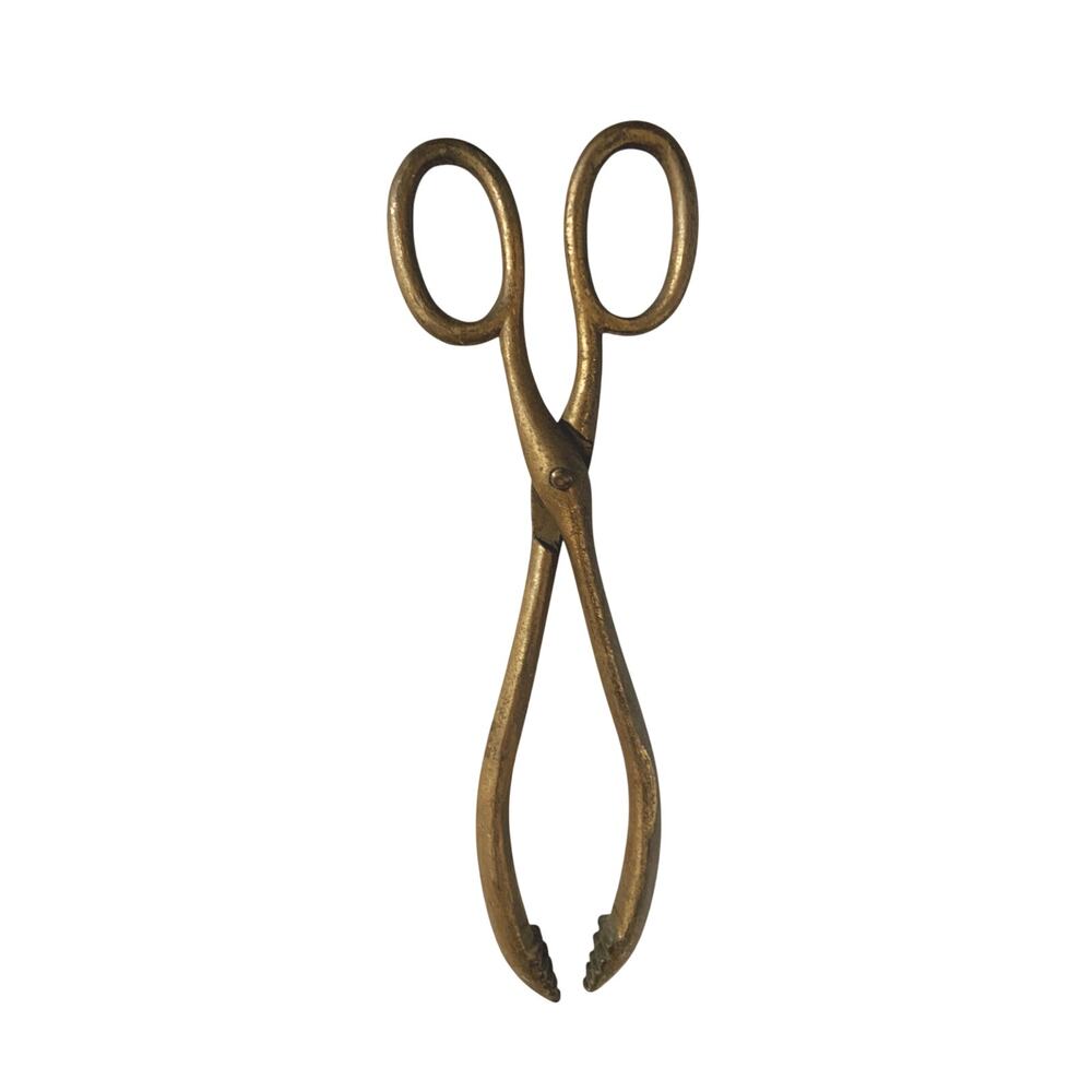 Vintage Pair of Fireplace Tongs Gold Metal
